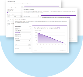 screenshots of Wellby's financial calculators available to use for free