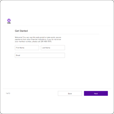 step 2: get started request for name and email