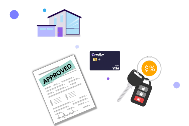 graphic of loan approval and keys