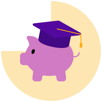 piggy bank with a graduation cap