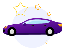 illustration of a new sparkling violet car