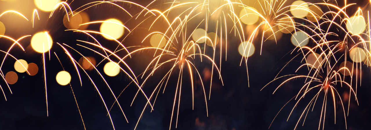 New Year's fireworks in the night sky